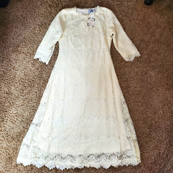 Dainty Jewells Dresses & Skirts - Dainty Jewells Modest Midi Cream Dress